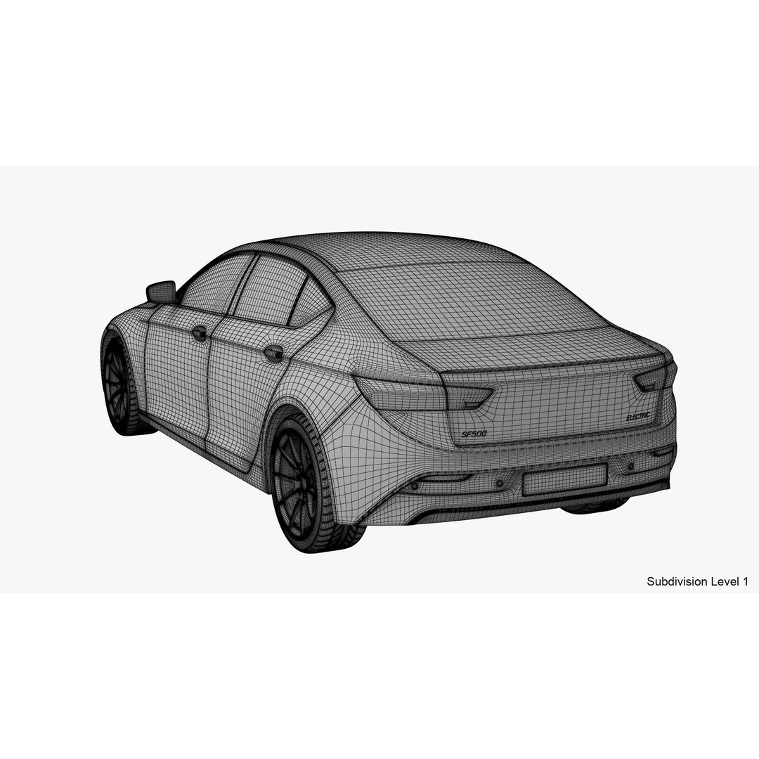 Generic Electric Car 3D Model – Subdivision Ready, FBX, Blender - View 31