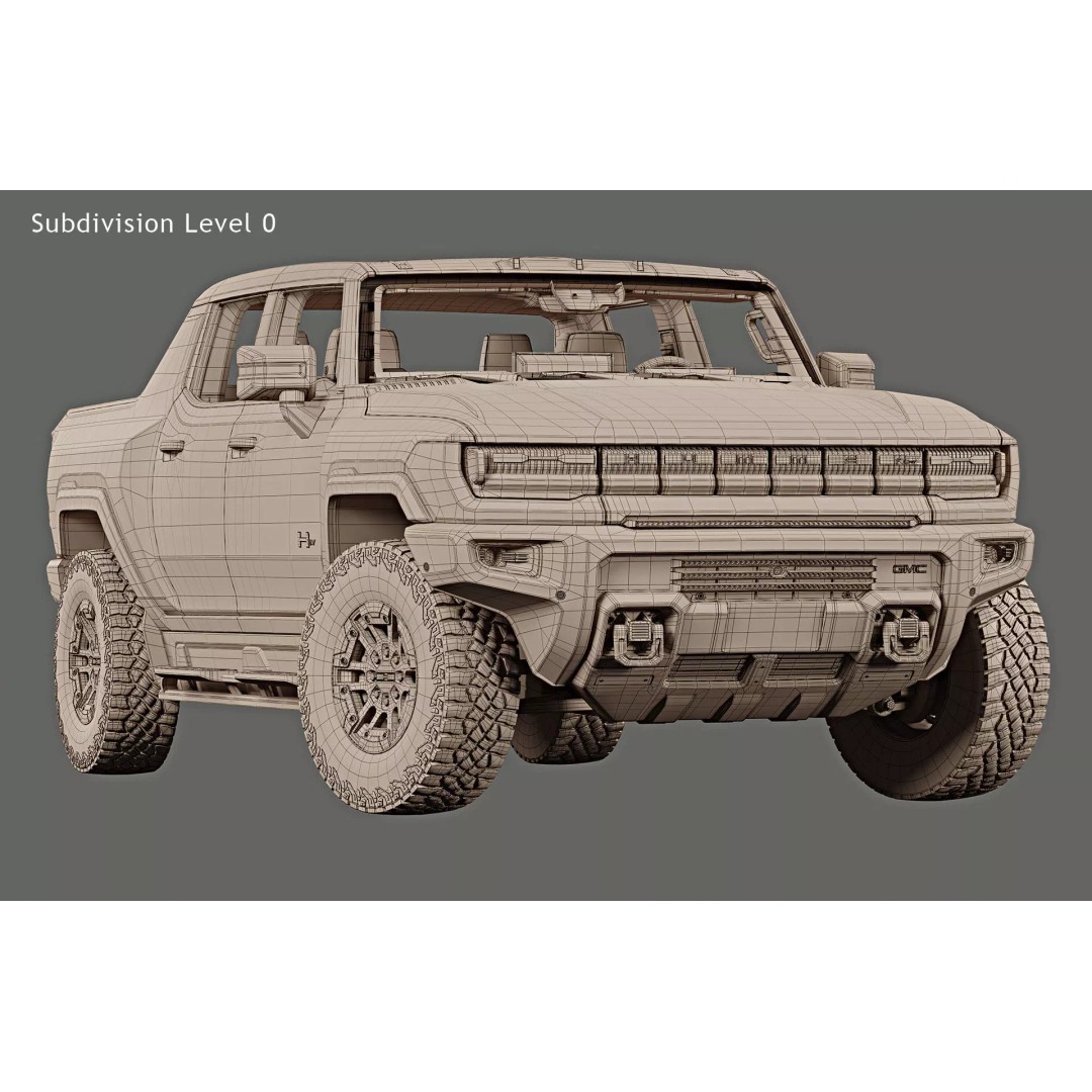 2022 GMC Hummer EV 3D Model – High Poly Game Asset, FBX & OBJ Formats - View 26