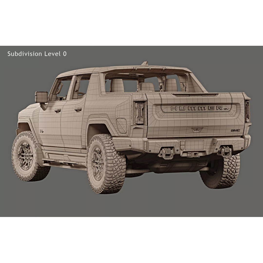 2022 GMC Hummer EV 3D Model – High Poly Game Asset, FBX & OBJ Formats - View 27