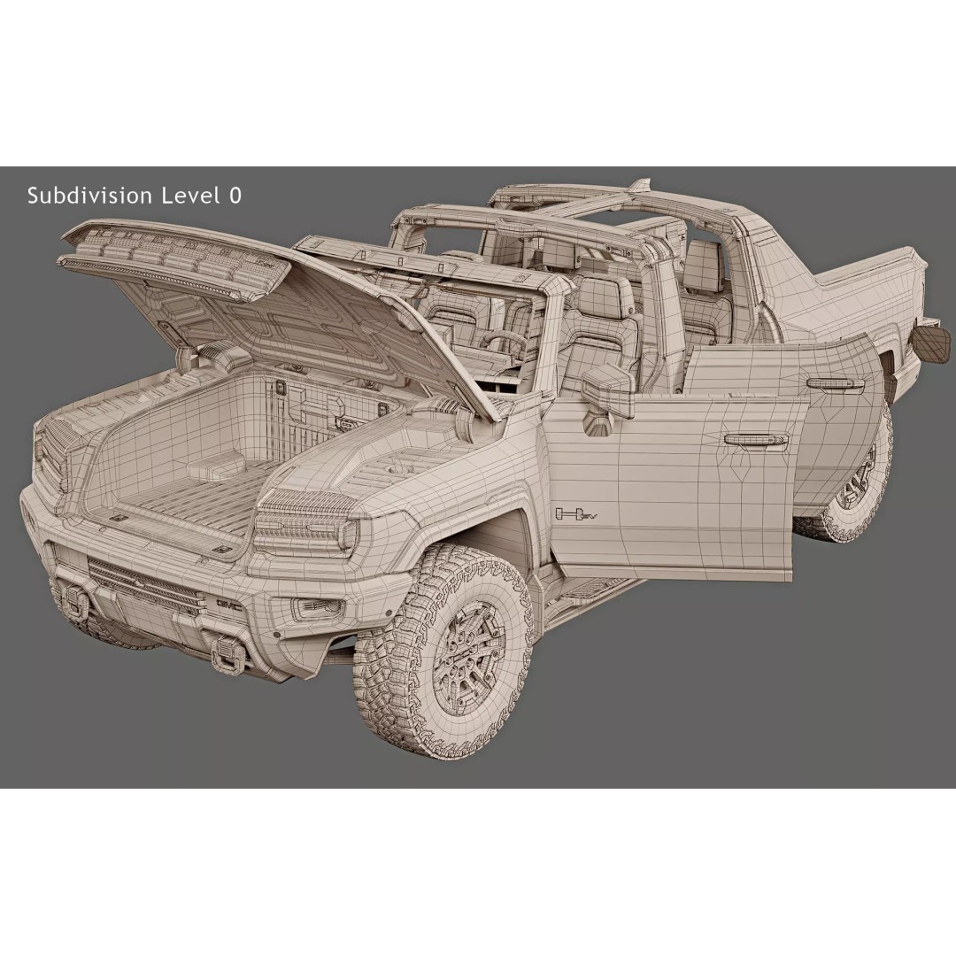 2022 GMC Hummer EV 3D Model – High Poly Game Asset, FBX & OBJ Formats - View 29