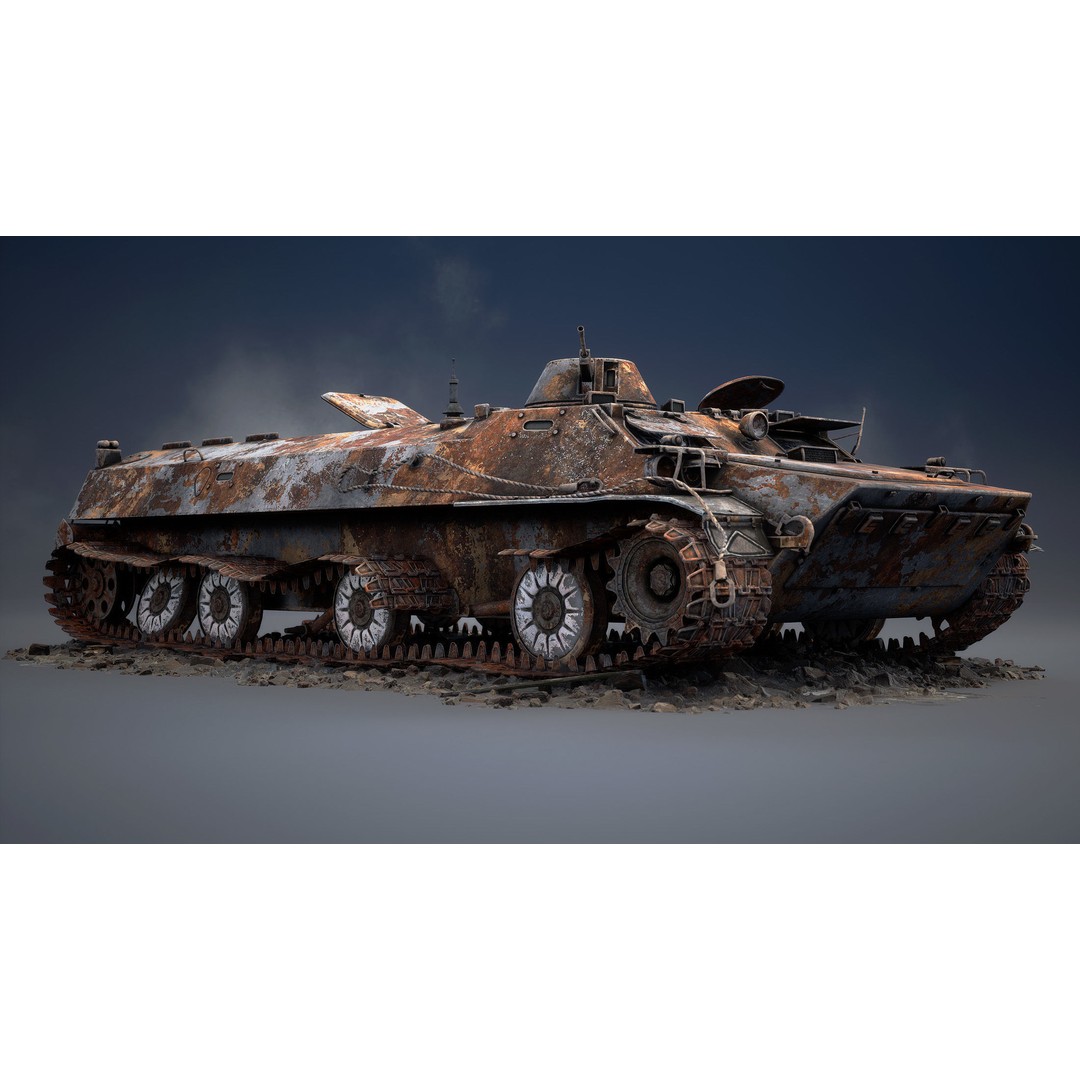 MT-LB Destroyed 3D Model – Low Poly Military Vehicle, FBX - View 10