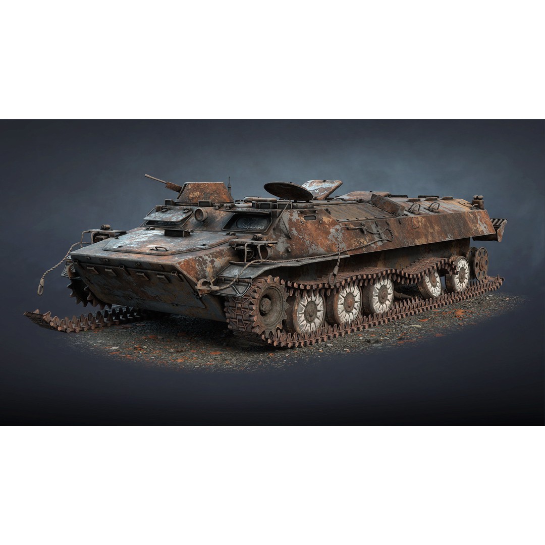 MT-LB Destroyed 3D Model – Low Poly Military Vehicle, FBX - View 11