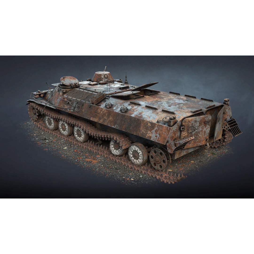 MT-LB Destroyed 3D Model – Low Poly Military Vehicle, FBX - View 12