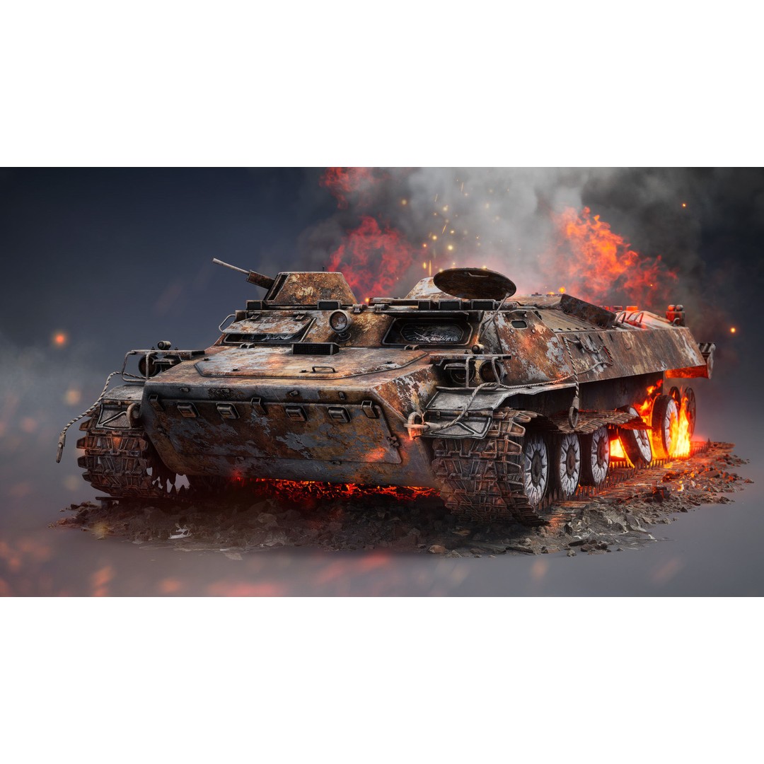 MT-LB Destroyed 3D Model – Low Poly Military Vehicle, FBX - View 3