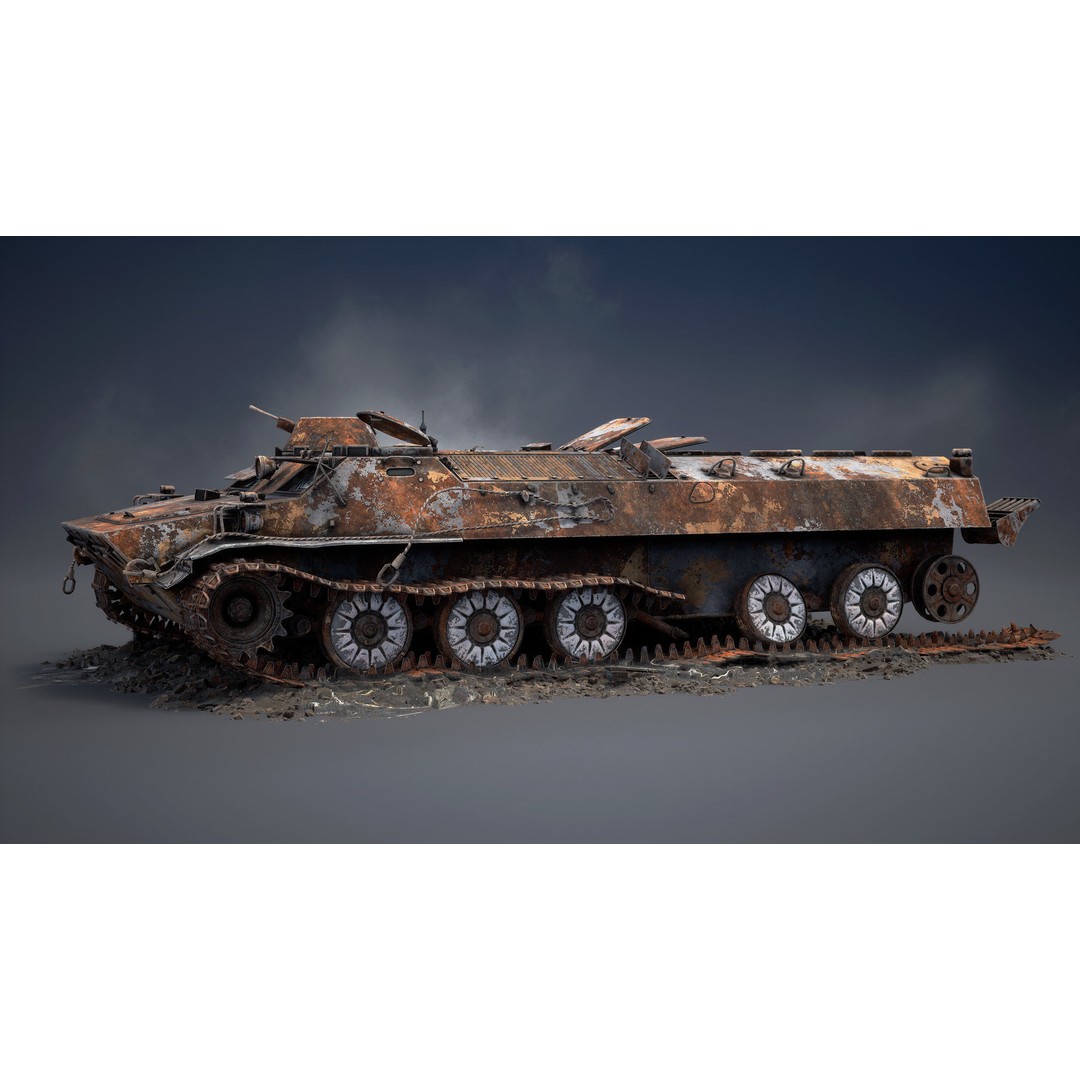 MT-LB Destroyed 3D Model – Low Poly Military Vehicle, FBX - View 5
