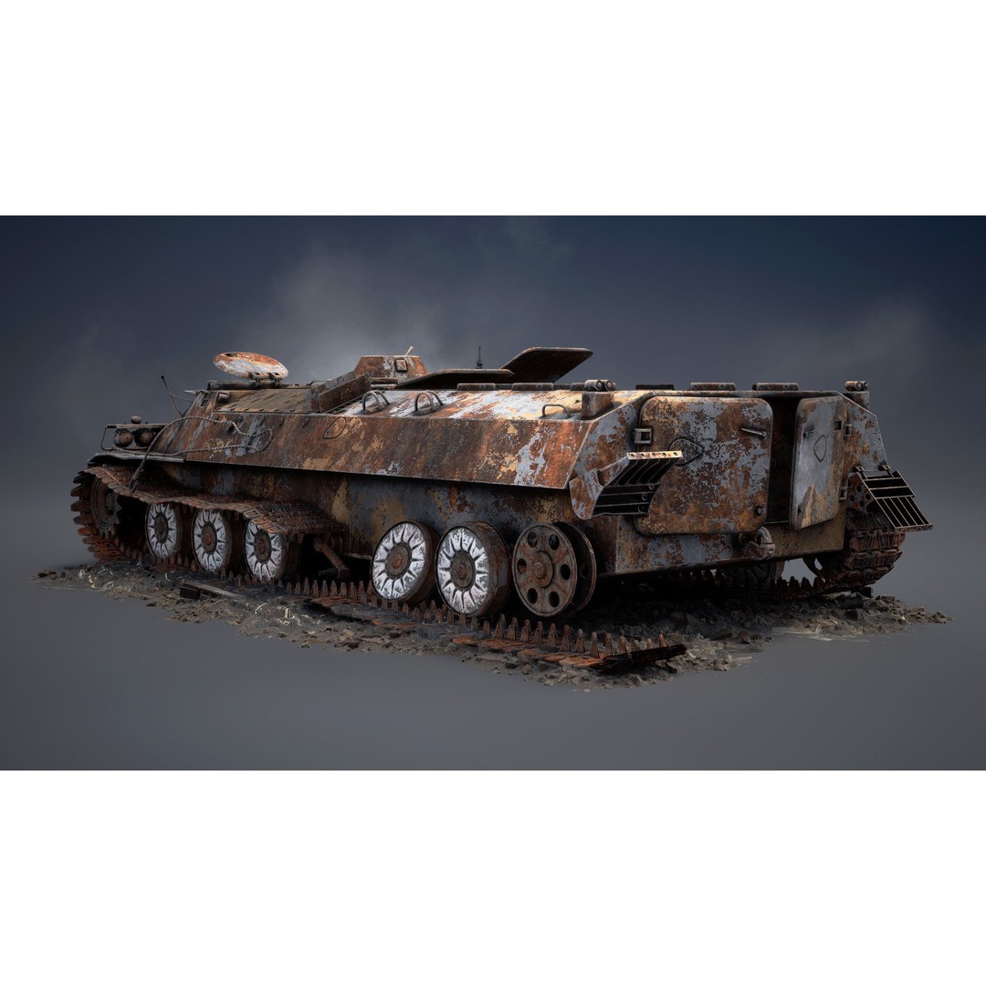 MT-LB Destroyed 3D Model – Low Poly Military Vehicle, FBX - View 6