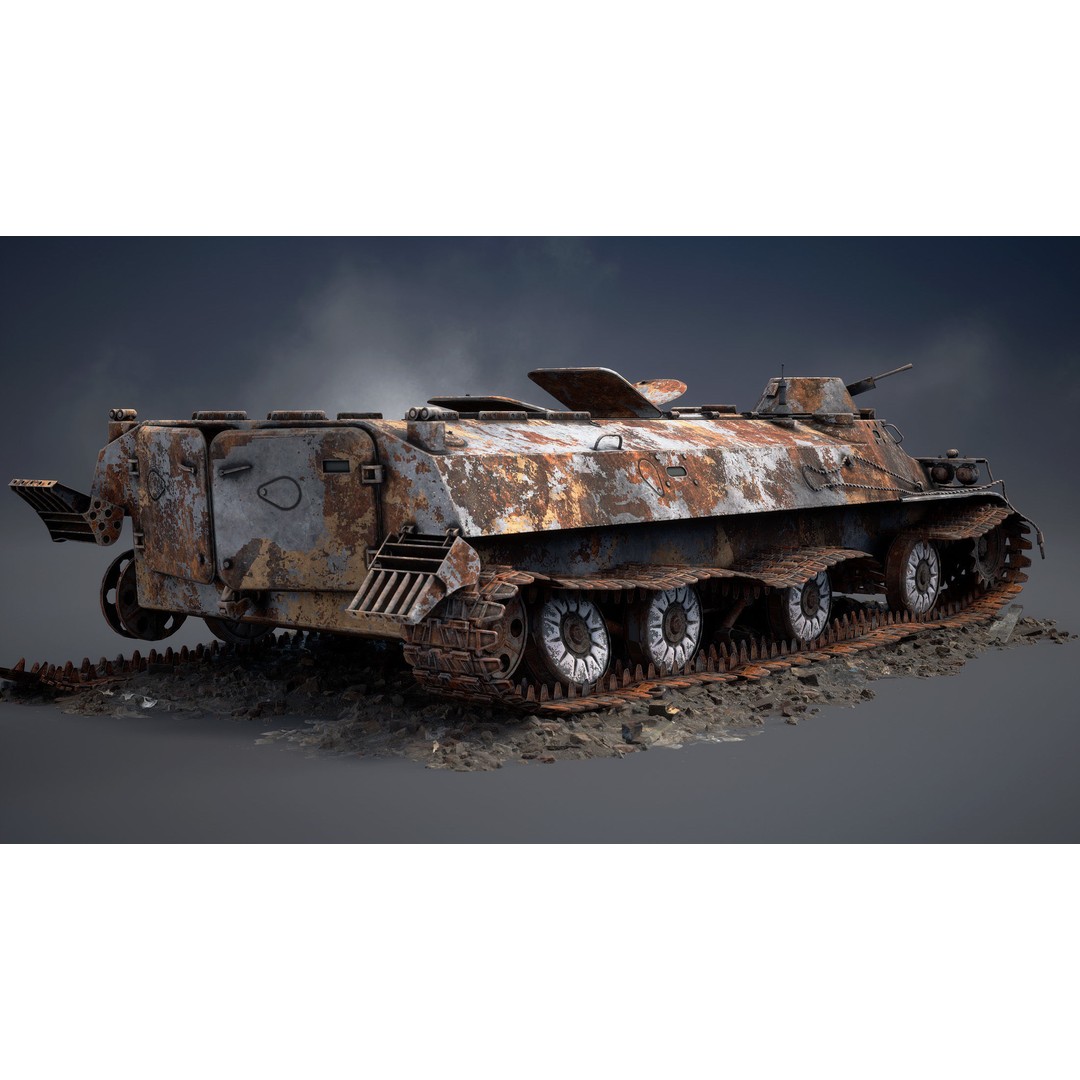 MT-LB Destroyed 3D Model – Low Poly Military Vehicle, FBX - View 7