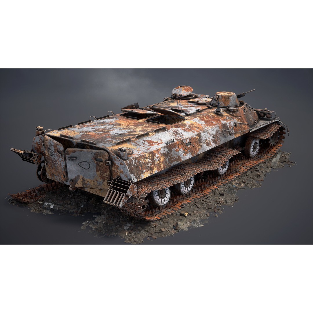 MT-LB Destroyed 3D Model – Low Poly Military Vehicle, FBX - View 8