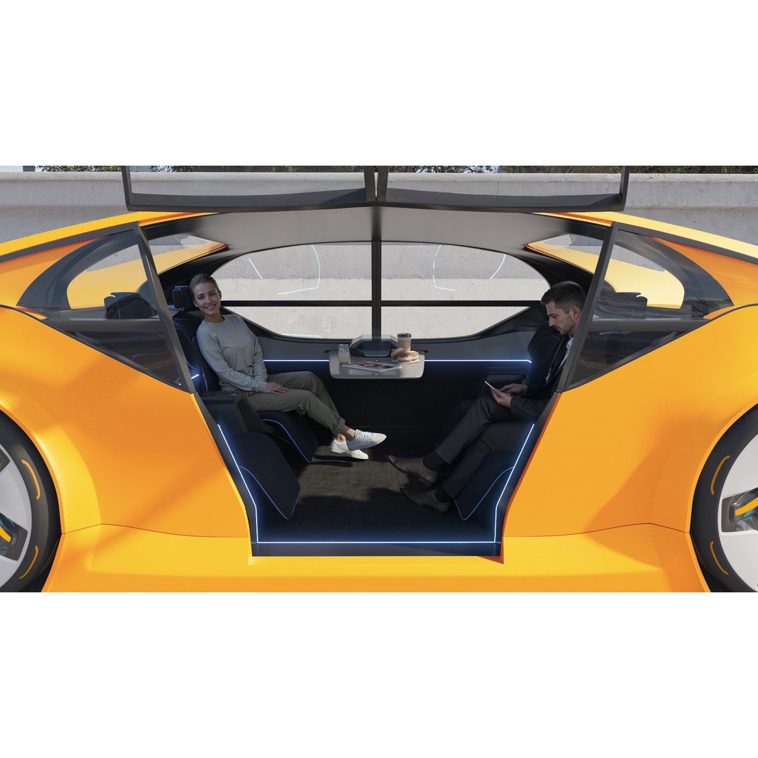 Futuristic Electric Car 3D Model – High Poly Rigged Autonomous Vehicle, FBX - View 10