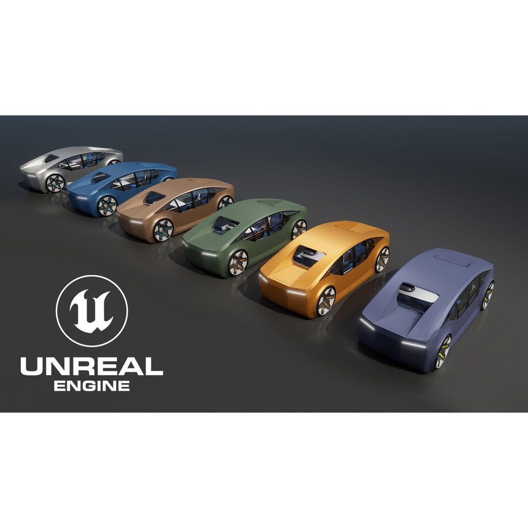 Futuristic Electric Car 3D Model – High Poly Rigged Autonomous Vehicle, FBX - View 21
