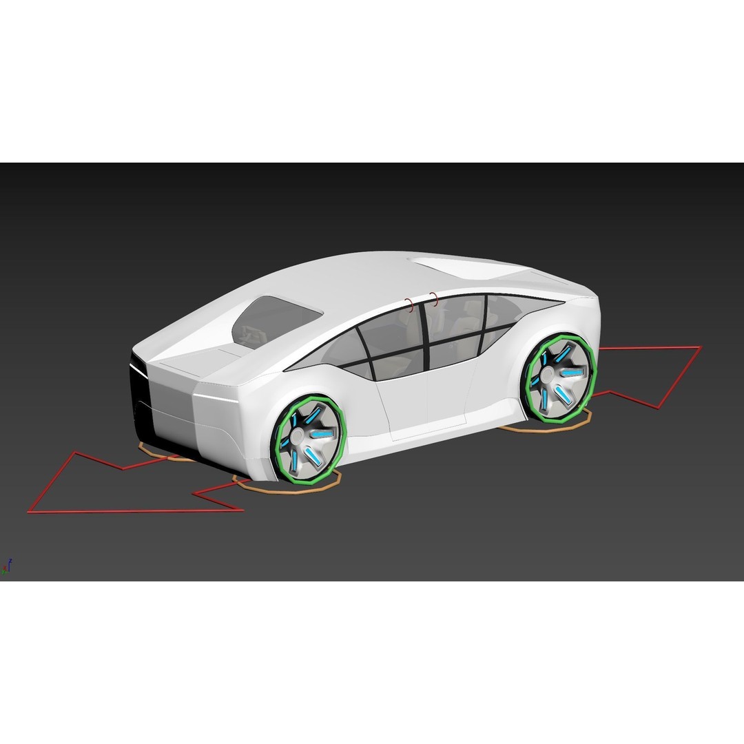 Futuristic Electric Car 3D Model – High Poly Rigged Autonomous Vehicle, FBX - View 22