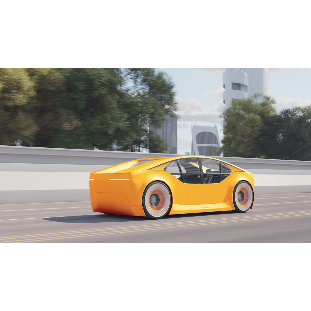 Futuristic Electric Car 3D Model – High Poly Rigged Autonomous Vehicle, FBX - View 3
