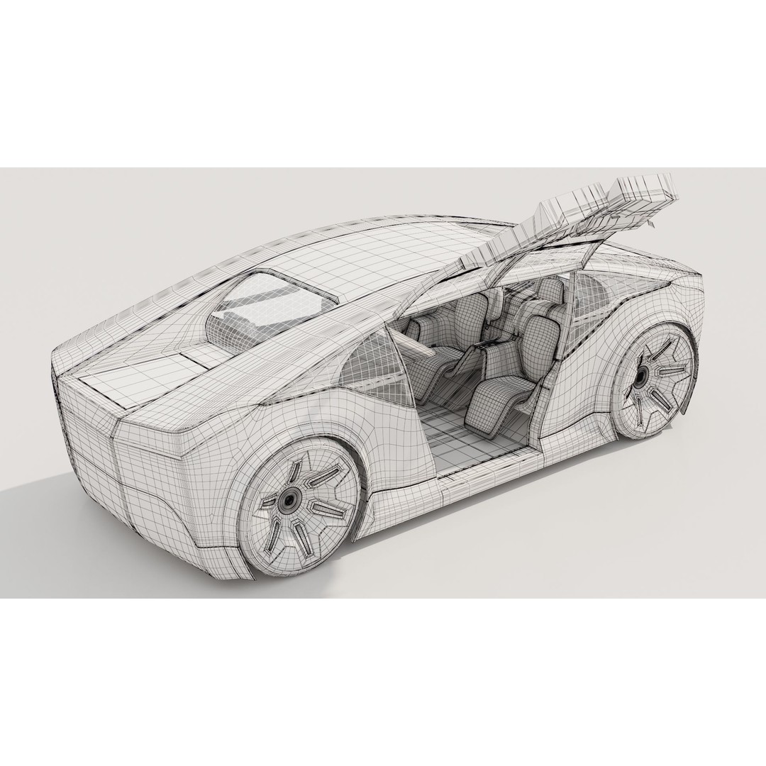 Futuristic Electric Car 3D Model – High Poly Rigged Autonomous Vehicle, FBX - View 32