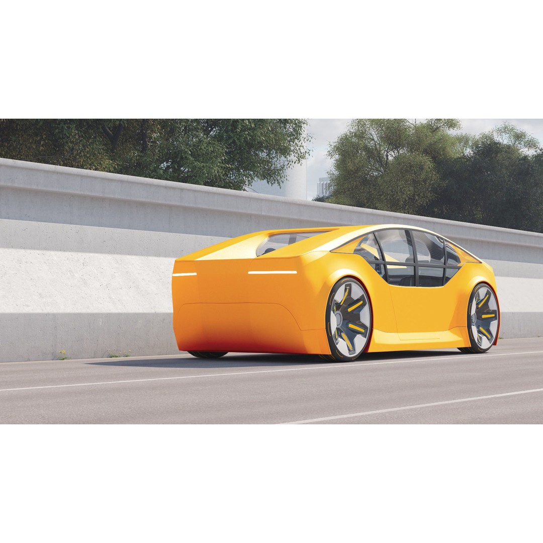 Futuristic Electric Car 3D Model – High Poly Rigged Autonomous Vehicle, FBX - View 4