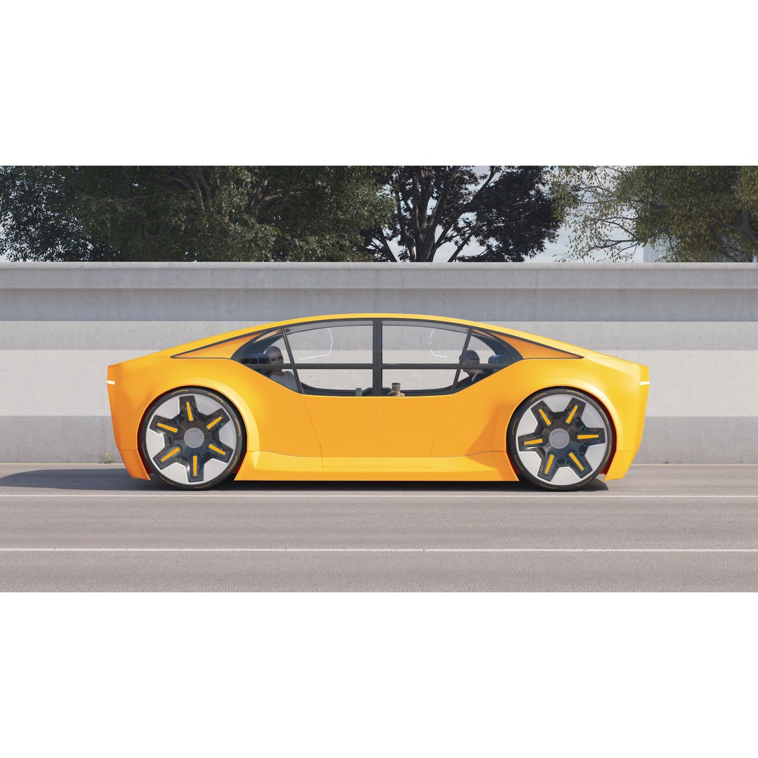 Futuristic Electric Car 3D Model – High Poly Rigged Autonomous Vehicle, FBX - View 5