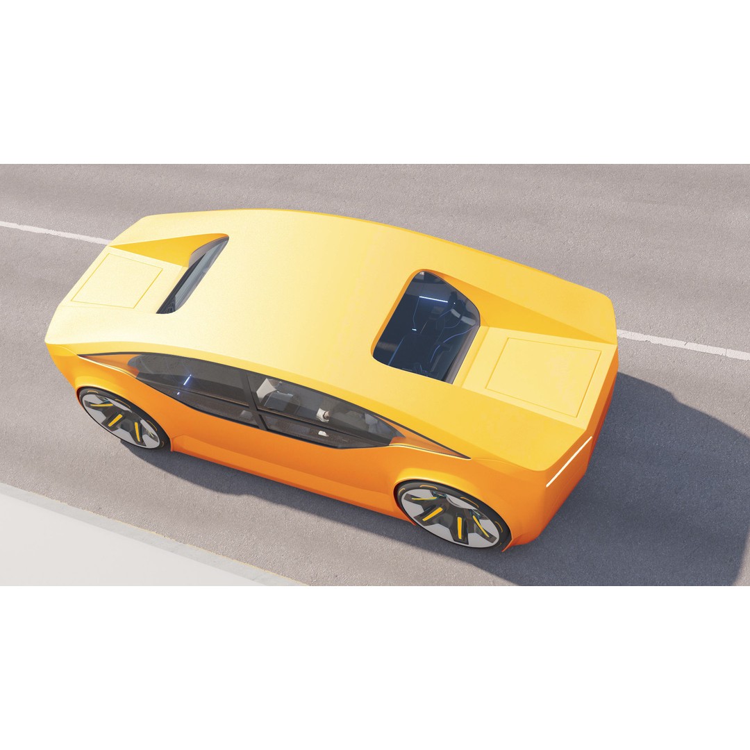 Futuristic Electric Car 3D Model – High Poly Rigged Autonomous Vehicle, FBX - View 6