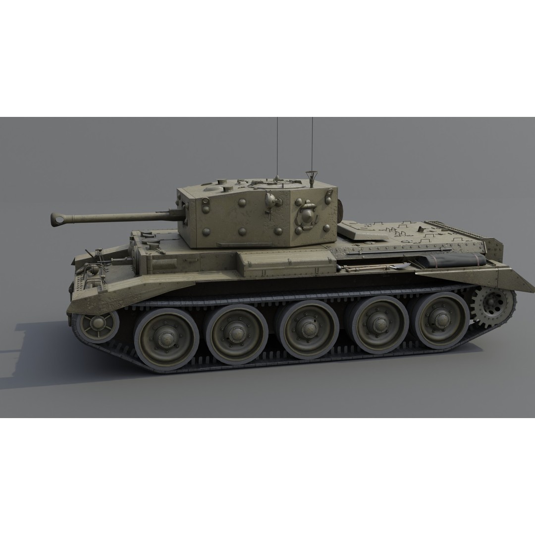 Cromwell V Cruiser Tank 3D Model – Low Poly Military Asset, FBX