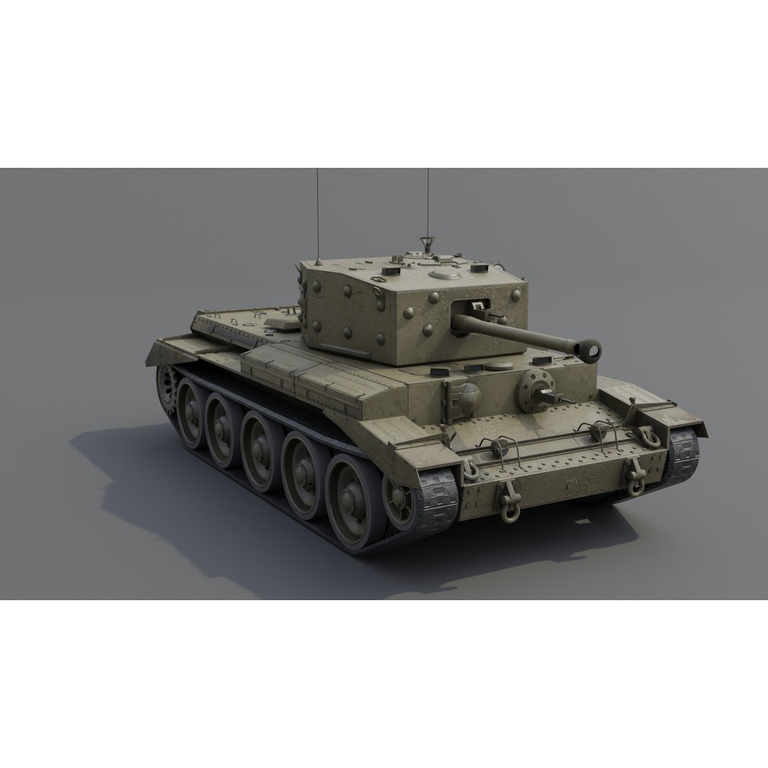 Cromwell V Cruiser Tank 3D Model – Low Poly Military Asset, FBX - View 12