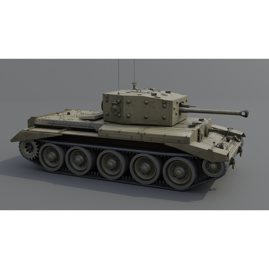 Cromwell V Cruiser Tank 3D Model – Low Poly Military Asset, FBX - View 13