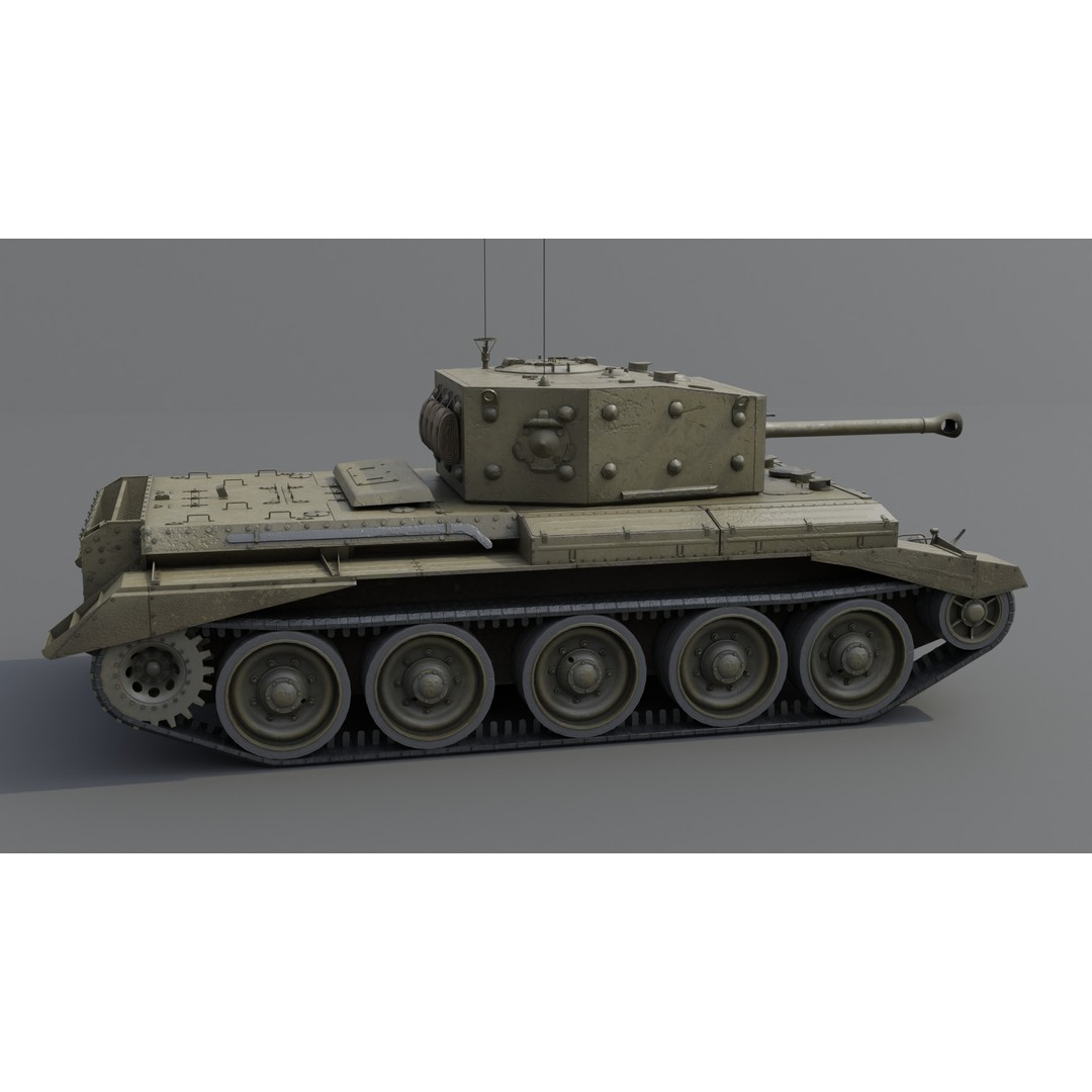 Cromwell V Cruiser Tank 3D Model – Low Poly Military Asset, FBX - View 14