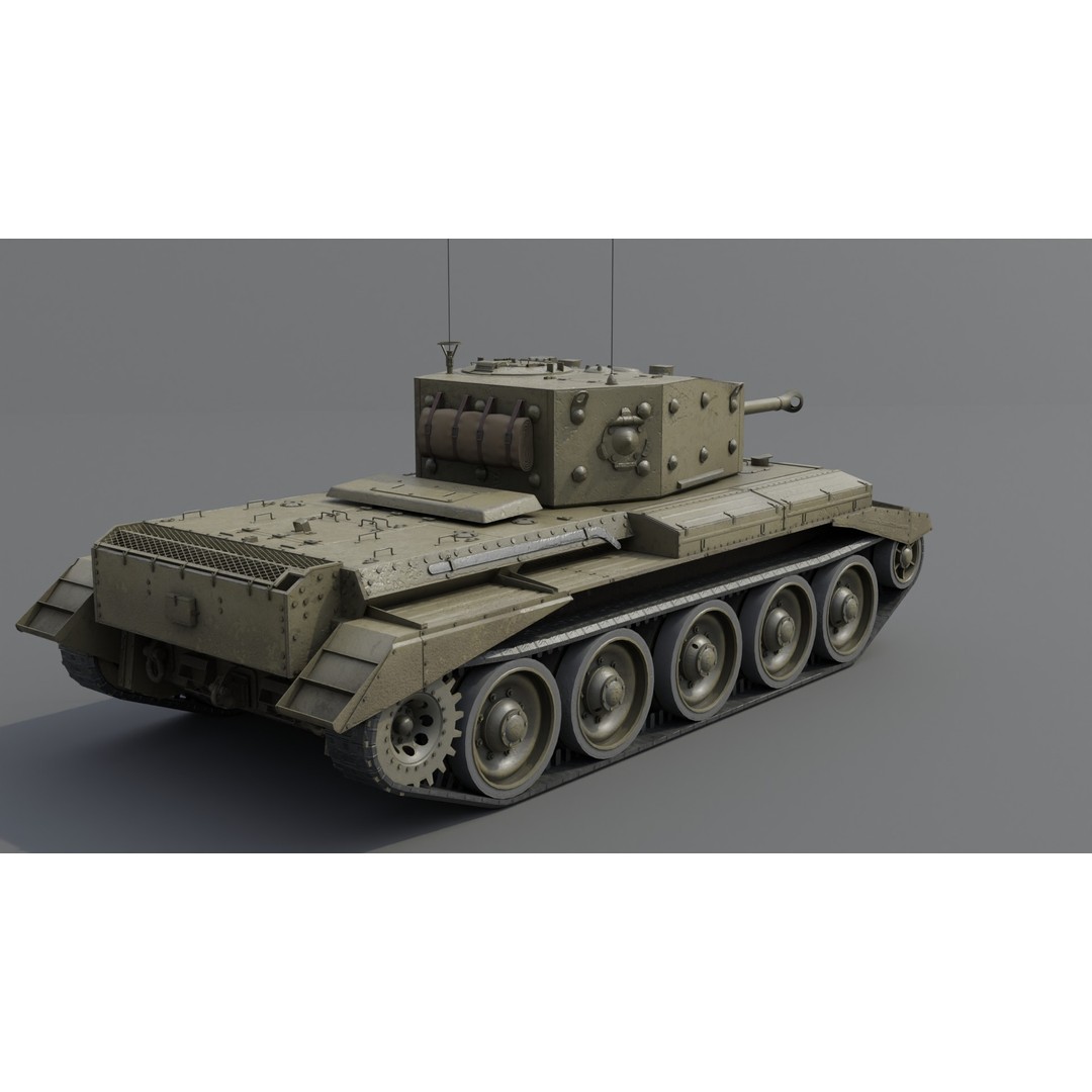 Cromwell V Cruiser Tank 3D Model – Low Poly Military Asset, FBX - View 15