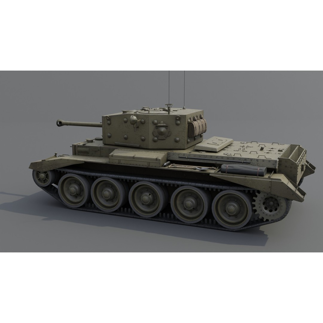 Cromwell V Cruiser Tank 3D Model – Low Poly Military Asset, FBX - View 18