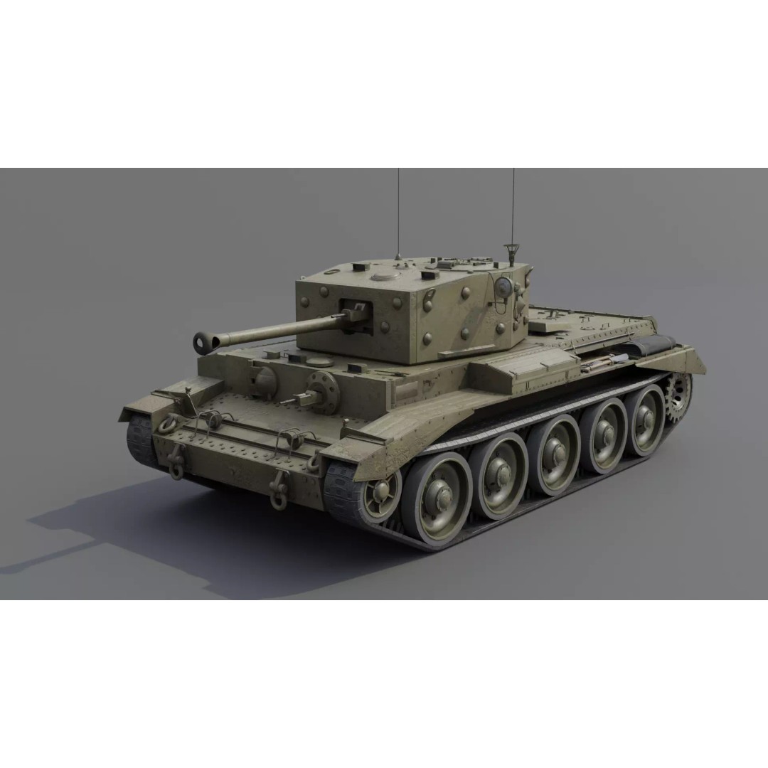 Cromwell V Cruiser Tank 3D Model – Low Poly Military Asset, FBX - View 2