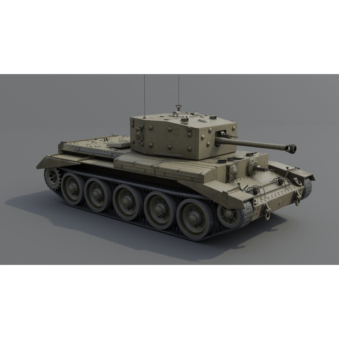 Cromwell V Cruiser Tank 3D Model – Low Poly Military Asset, FBX - View 3