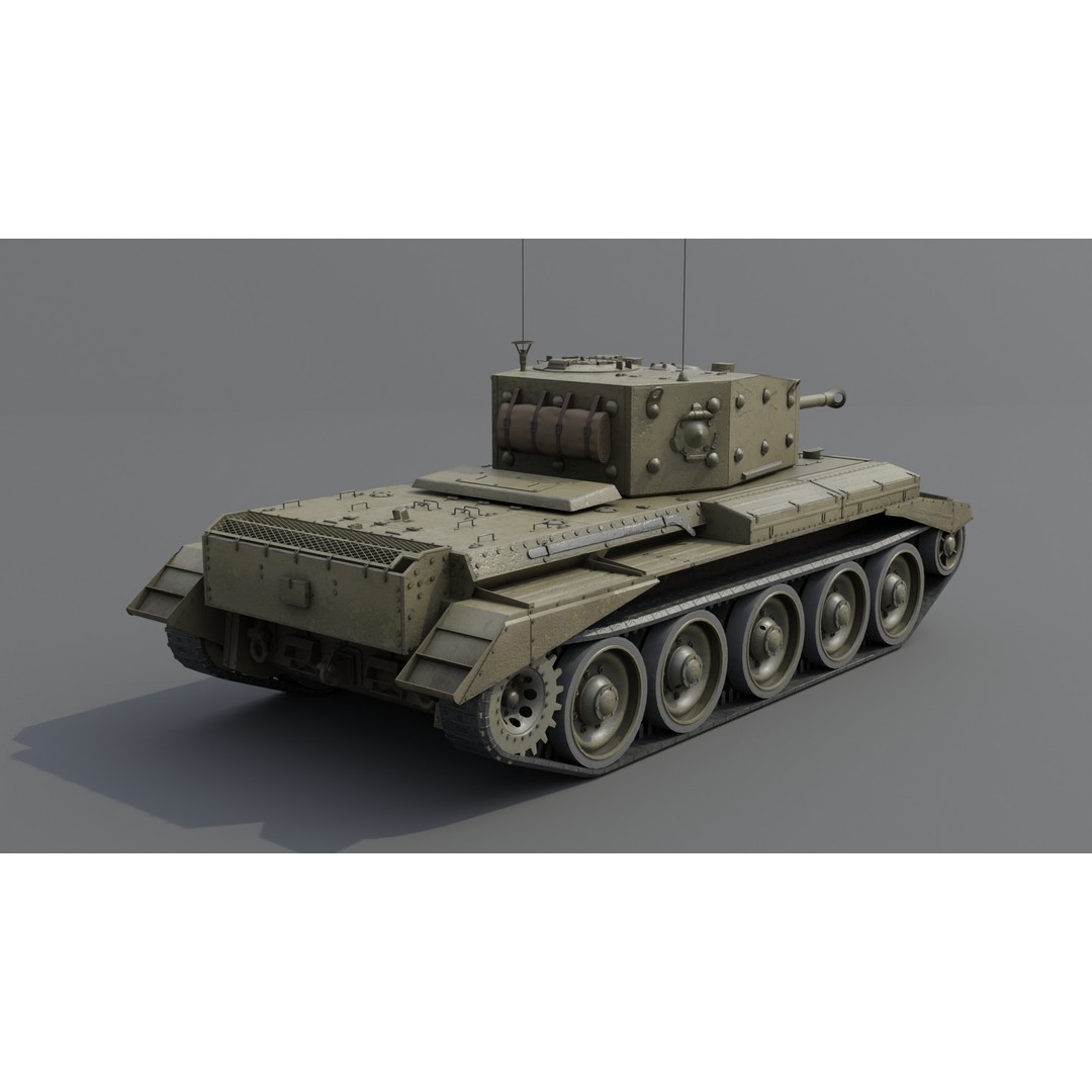 Cromwell V Cruiser Tank 3D Model – Low Poly Military Asset, FBX - View 4