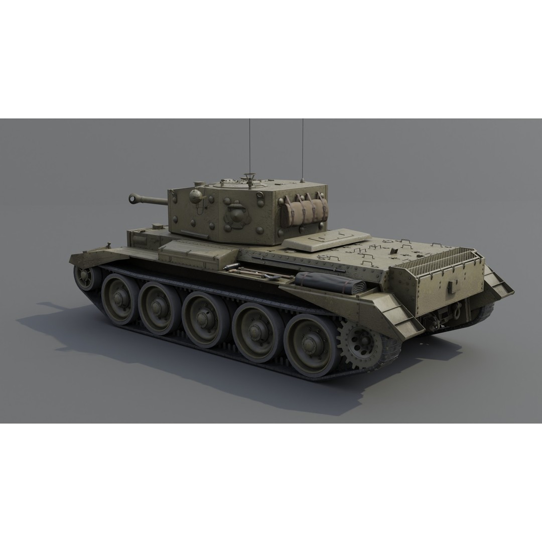 Cromwell V Cruiser Tank 3D Model – Low Poly Military Asset, FBX - View 5