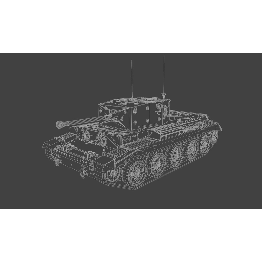 Cromwell V Cruiser Tank 3D Model – Low Poly Military Asset, FBX - View 6