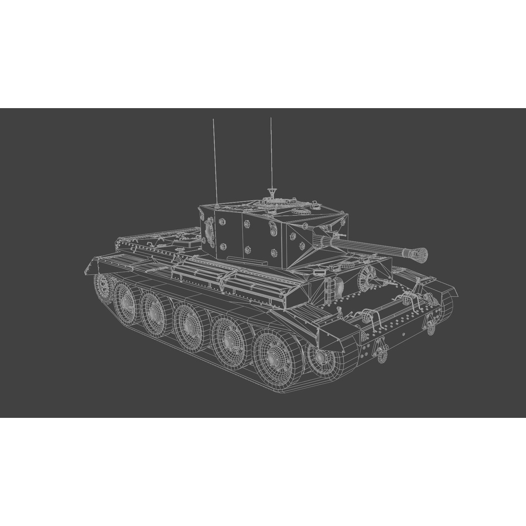 Cromwell V Cruiser Tank 3D Model – Low Poly Military Asset, FBX - View 7