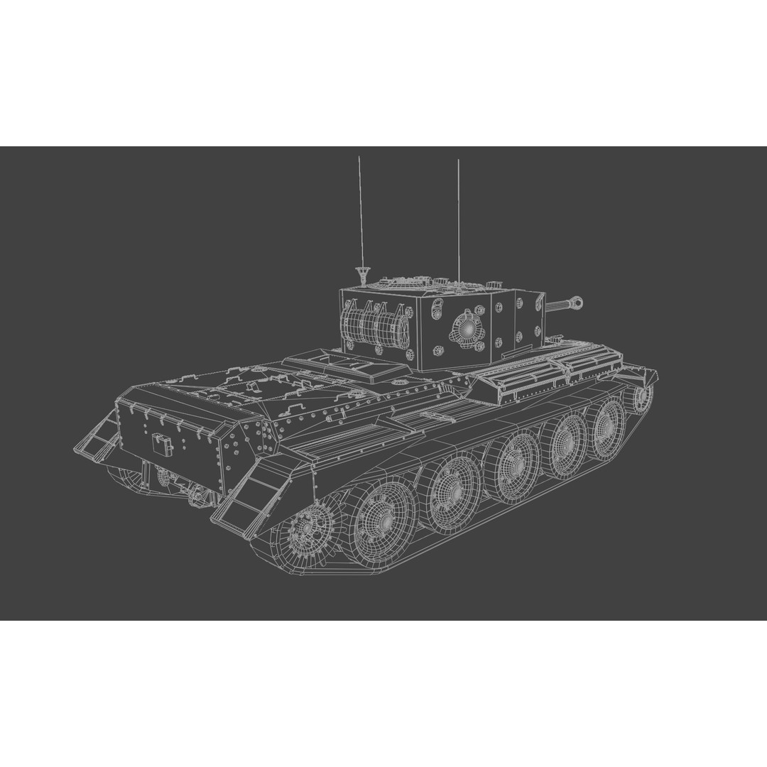 Cromwell V Cruiser Tank 3D Model – Low Poly Military Asset, FBX - View 8