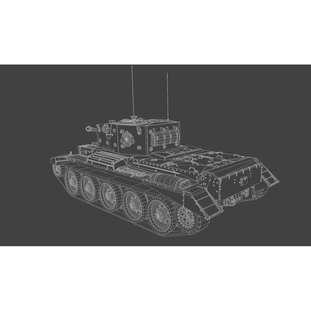 Cromwell V Cruiser Tank 3D Model – Low Poly Military Asset, FBX - View 9