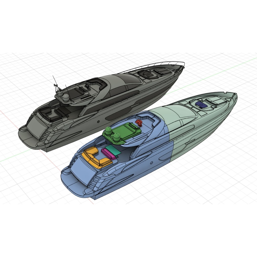 Riva 88 Domino Yacht 3D Model – Realistic Render & 3D Print, FBX, OBJ - View 14