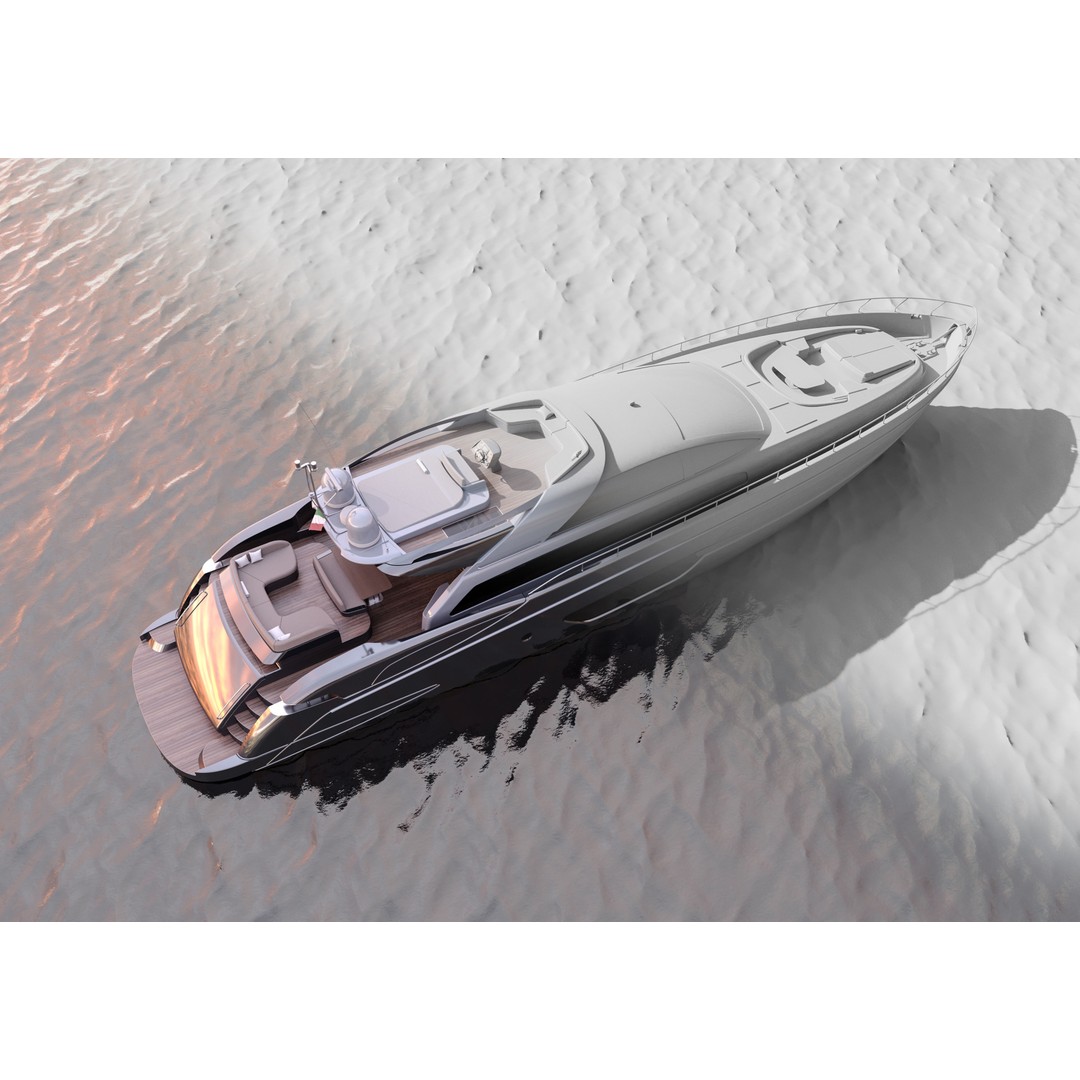 Riva 88 Domino Yacht 3D Model – Realistic Render & 3D Print, FBX, OBJ - View 3