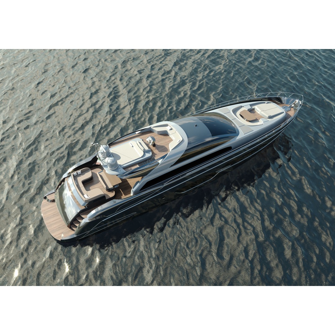 Riva 88 Domino Yacht 3D Model – Realistic Render & 3D Print, FBX, OBJ - View 5