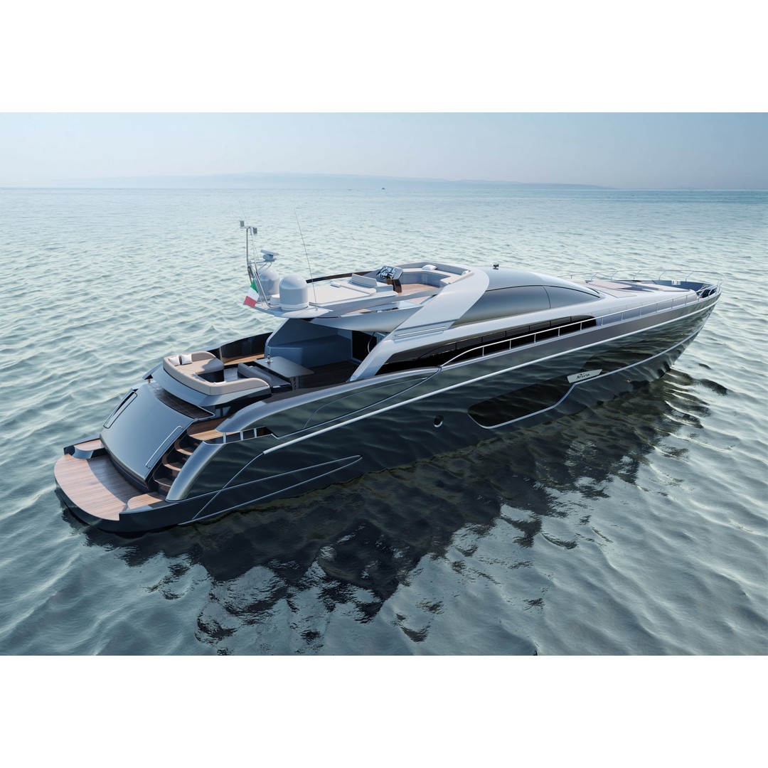 Riva 88 Domino Yacht 3D Model – Realistic Render & 3D Print, FBX, OBJ - View 6