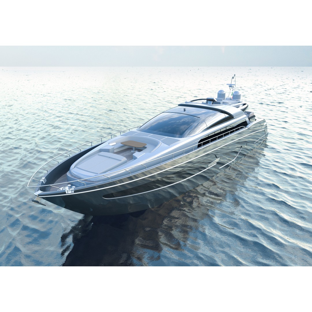 Riva 88 Domino Yacht 3D Model – Realistic Render & 3D Print, FBX, OBJ - View 7