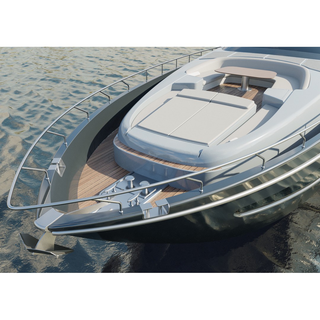 Riva 88 Domino Yacht 3D Model – Realistic Render & 3D Print, FBX, OBJ - View 9