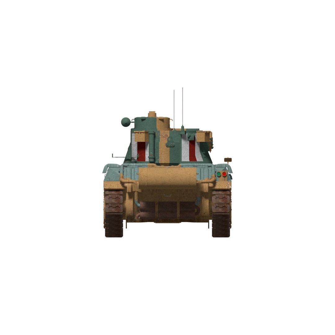 Mark II Matilda II 3D Model – High Poly Military Tank, FBX, OBJ - View 11