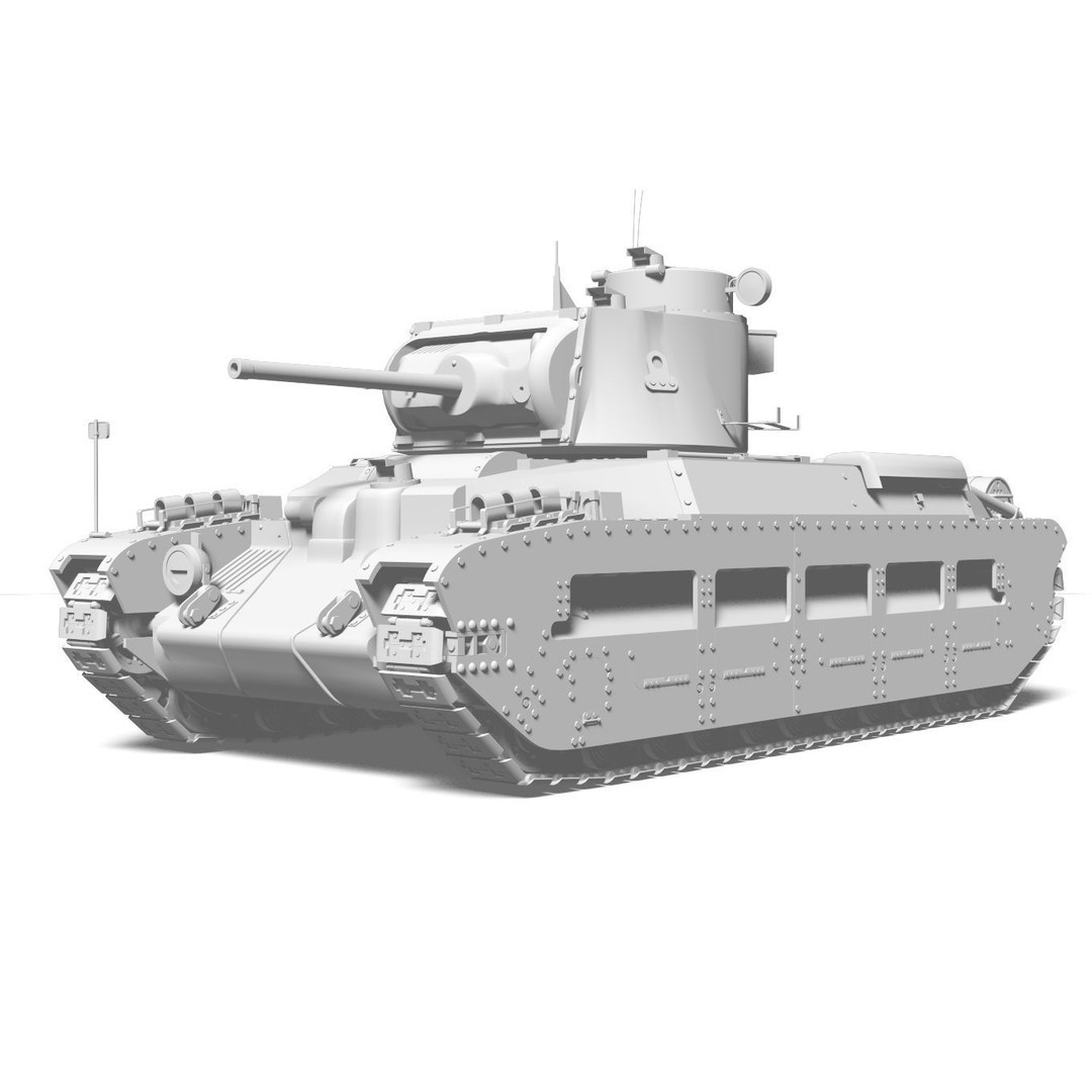 Mark II Matilda II 3D Model – High Poly Military Tank, FBX, OBJ - View 14