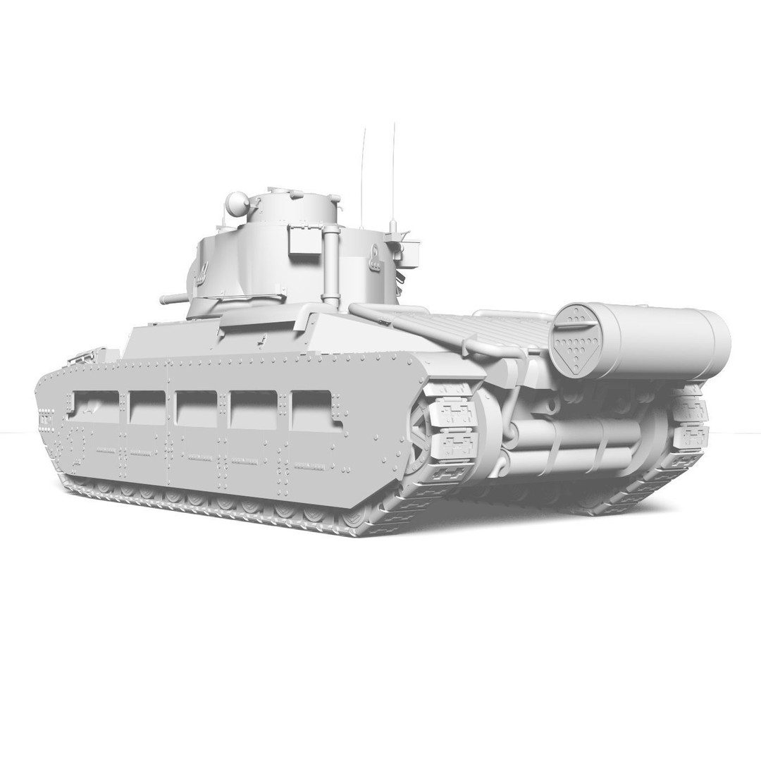 Mark II Matilda II 3D Model – High Poly Military Tank, FBX, OBJ - View 15