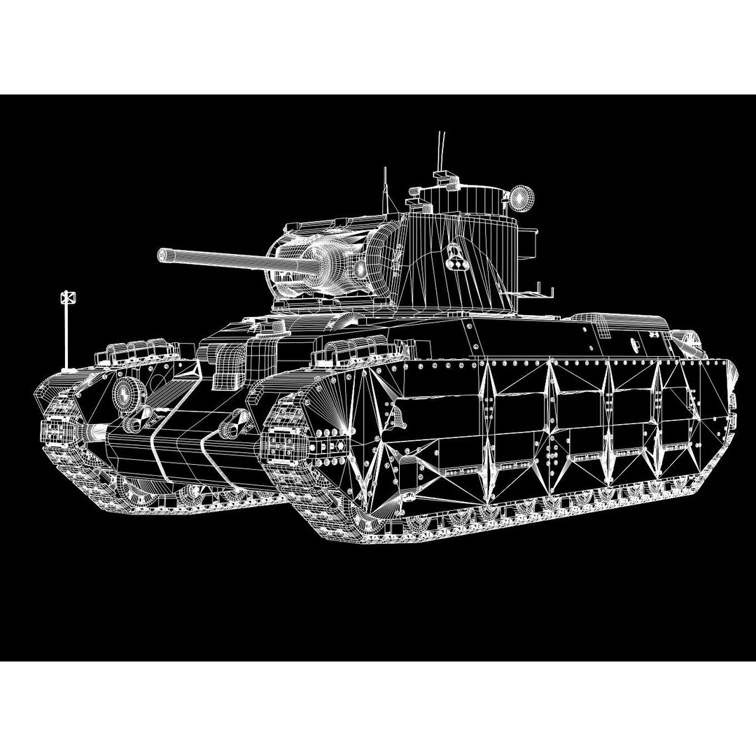 Mark II Matilda II 3D Model – High Poly Military Tank, FBX, OBJ - View 16
