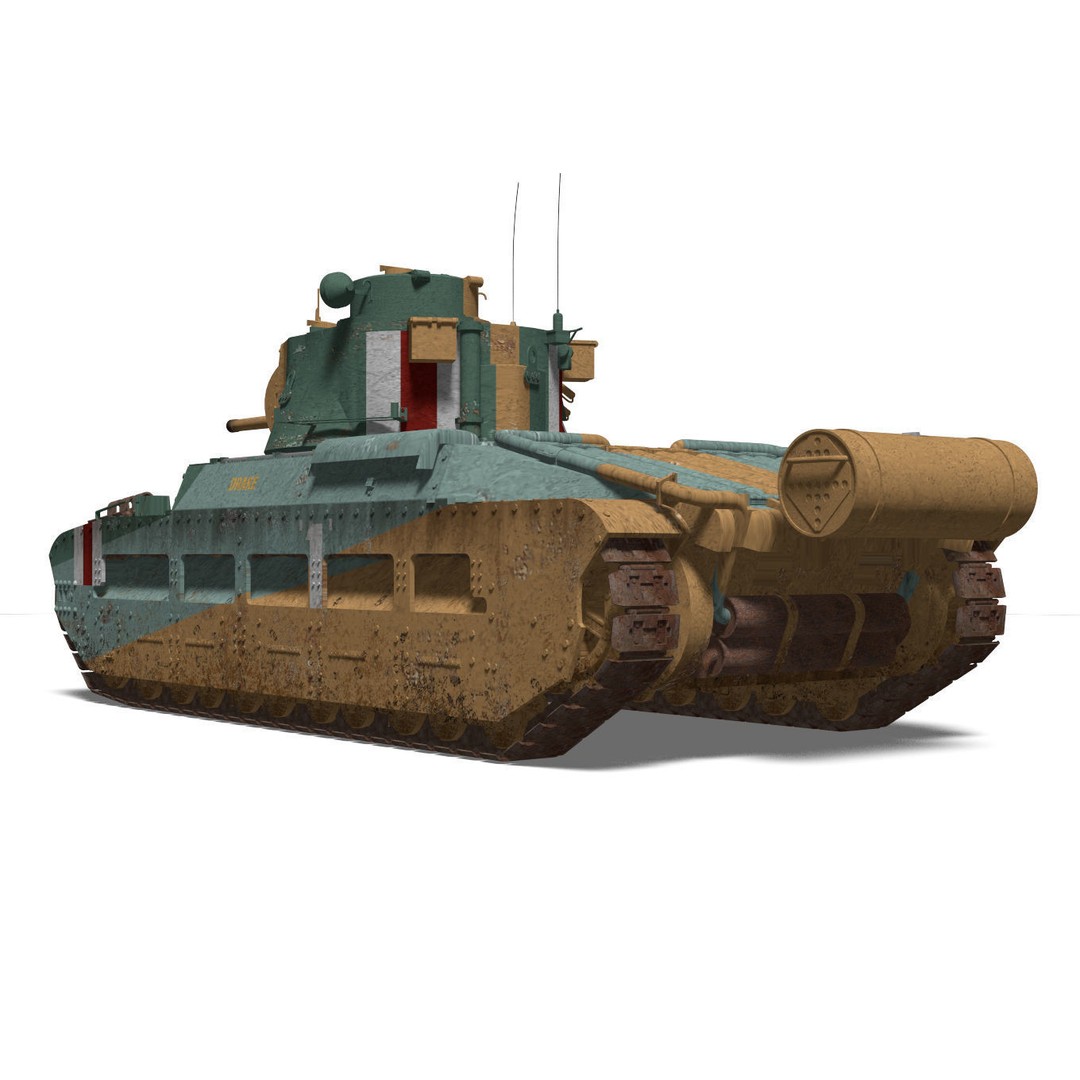 Mark II Matilda II 3D Model – High Poly Military Tank, FBX, OBJ - View 3