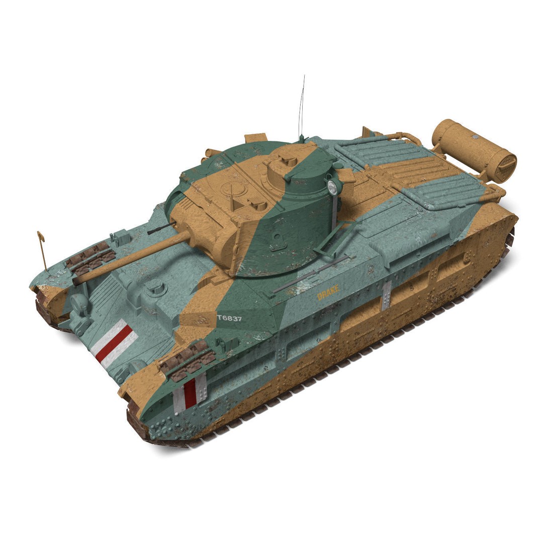 Mark II Matilda II 3D Model – High Poly Military Tank, FBX, OBJ - View 5