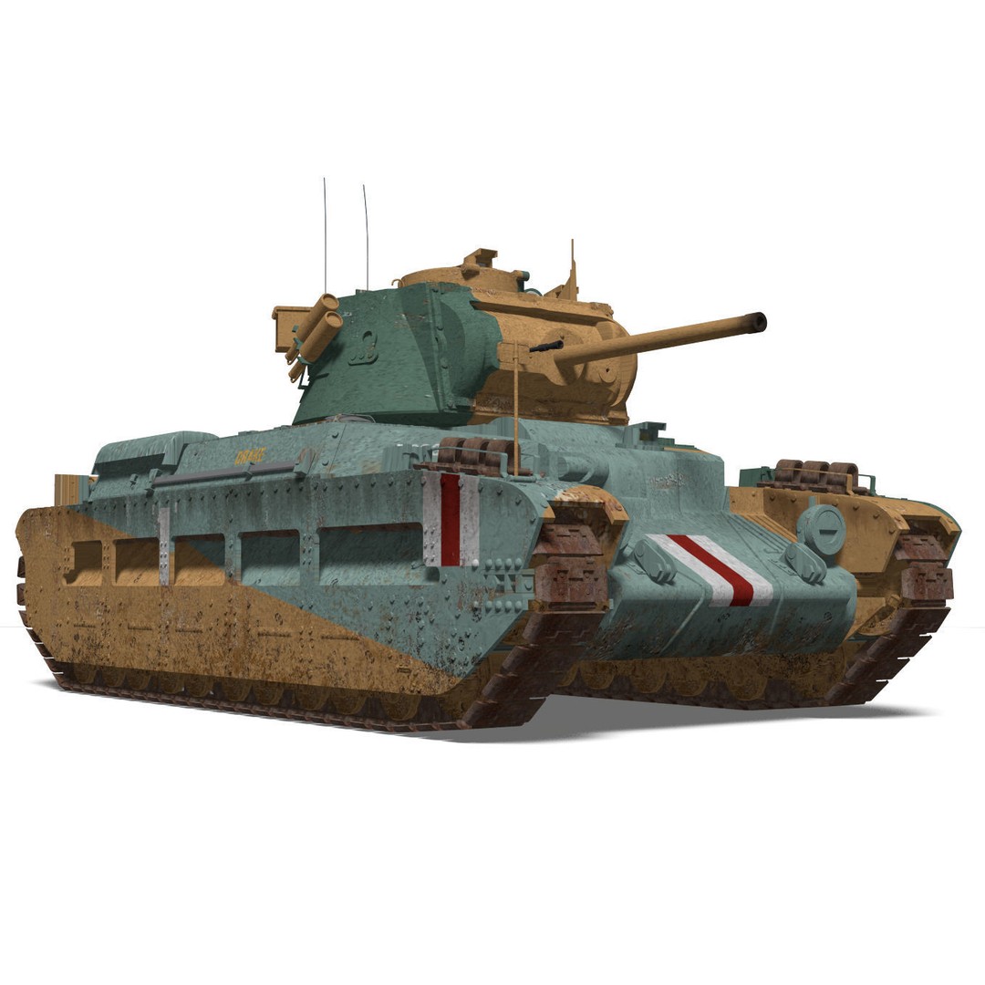 Mark II Matilda II 3D Model – High Poly Military Tank, FBX, OBJ - View 6