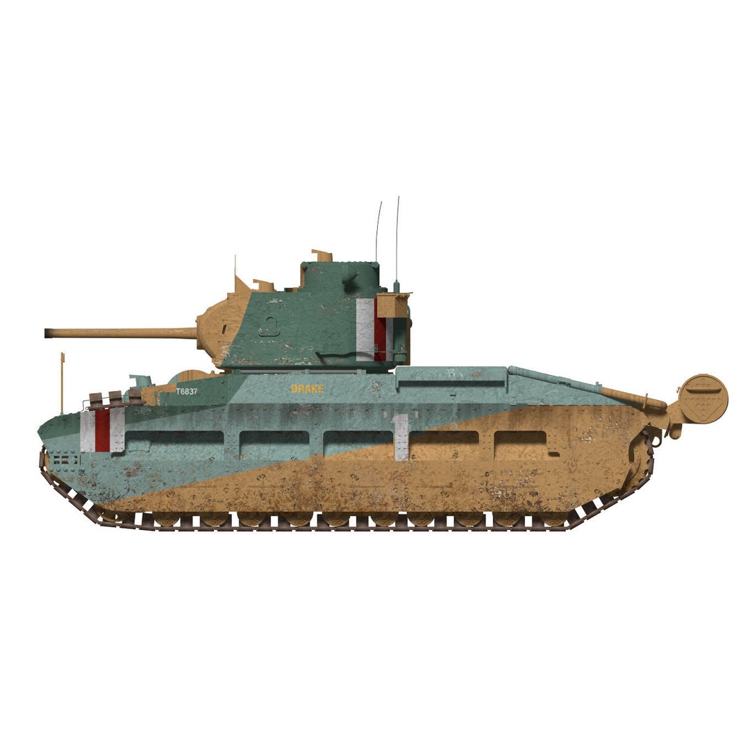 Mark II Matilda II 3D Model – High Poly Military Tank, FBX, OBJ - View 9