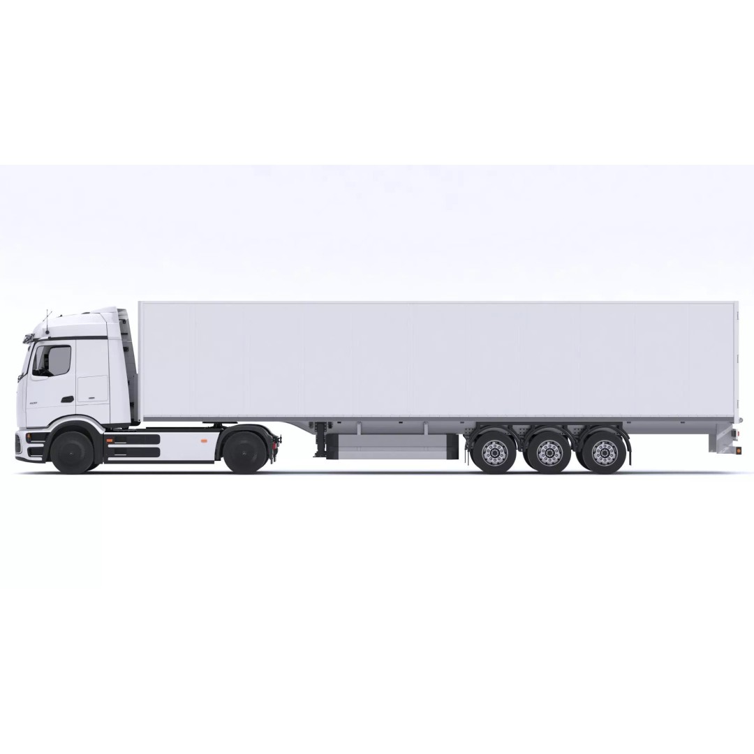 Mercedes-Benz eActros 600 3D Model – High-Poly Truck with Trailer, FBX