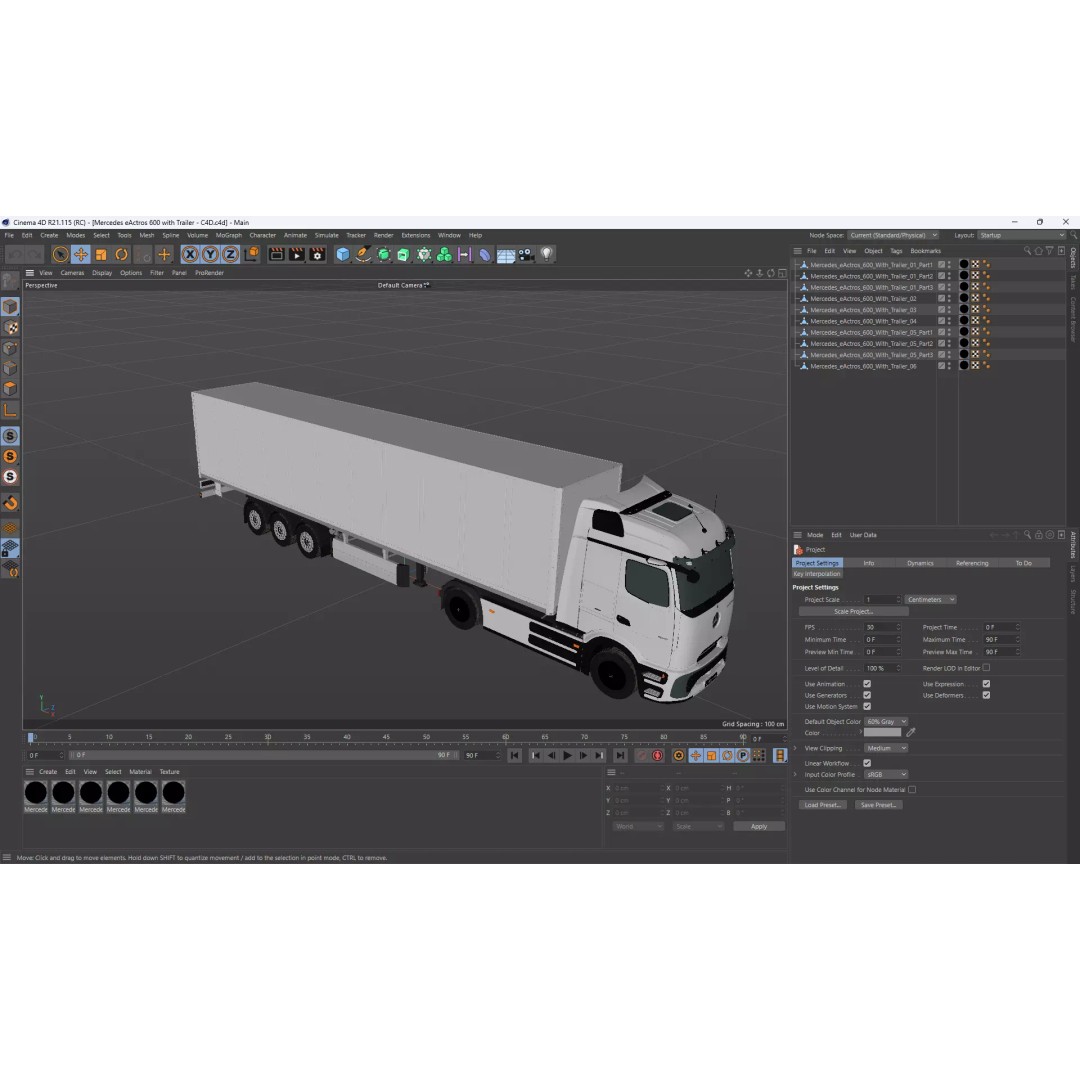 Mercedes-Benz eActros 600 3D Model – High-Poly Truck with Trailer, FBX - View 12